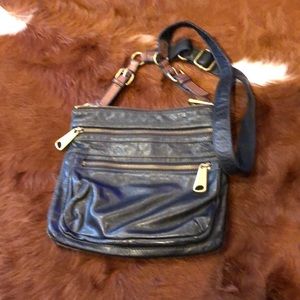 Fossil Brown Zip Crossbody Bag